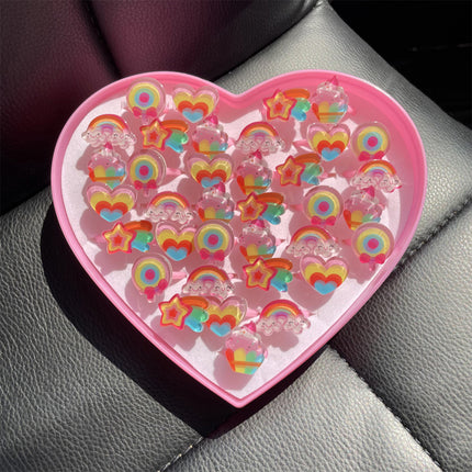 Anillos Infantiles De Princesa Con Piedras De Resina Y Múltiples Estilos