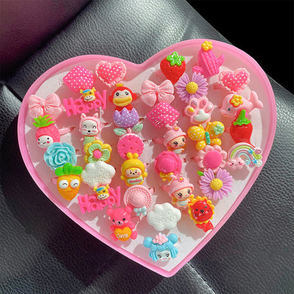 Anillos Infantiles De Princesa Con Piedras De Resina Y Múltiples Estilos