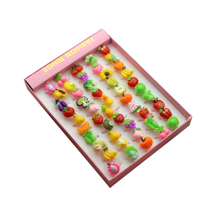 Set De 50 Anillos De Resina Para Niñas, Diseños Variados, Regalos Infantiles