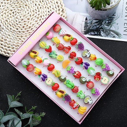 Set De 50 Anillos De Resina Para Niñas, Diseños Variados, Regalos Infantiles