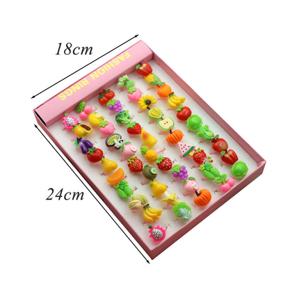 Set De 50 Anillos De Resina Para Niñas, Diseños Variados, Regalos Infantiles