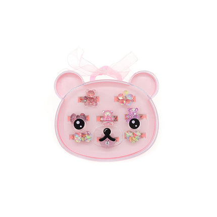 Set De 8 Anillos Infantiles De Resina Con Caja De Panda, Diseños Adorables