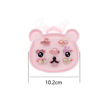 Set De 8 Anillos Infantiles De Resina Con Caja De Panda, Diseños Adorables