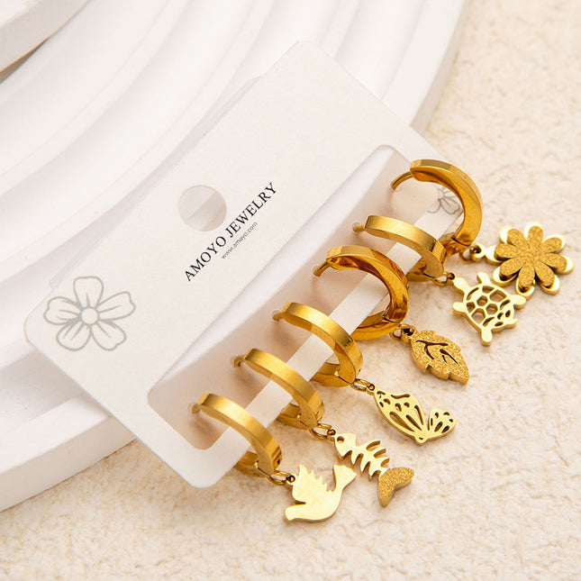 Set De Aretes Acero De Titanio Con Varios Estilos De Pendientes De Aro