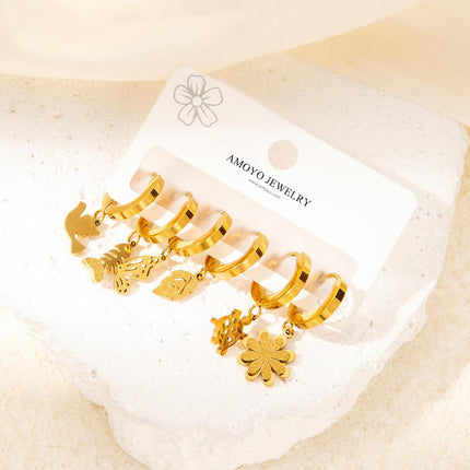 Set De Aretes Acero De Titanio Con Varios Estilos De Pendientes De Aro