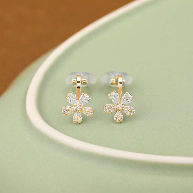 Aretes En La Oreja Cobre Ear Cuff Flor De Margarita, Diseño Minimalista