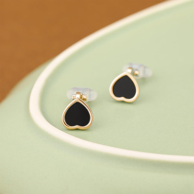 Aretes En La Oreja Corazón Negro Ear Cuff Diseño De Cobre Elegante