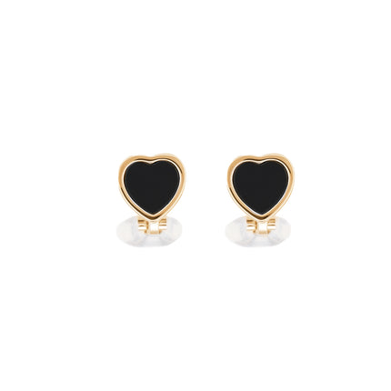 Aretes En La Oreja Corazón Negro Ear Cuff Diseño De Cobre Elegante