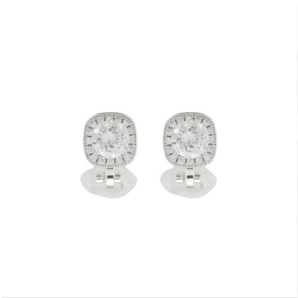 Aretes De Presion De cobre Ear Cuff Cuadrado Con Zirconia Elegante