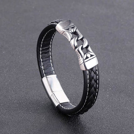 Pulseras Artesanales De Hilo De PU Con Cuerda Tejida Y Acero