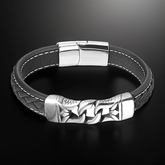 Pulseras Artesanales De Hilo De PU Con Cuerda Tejida Y Acero