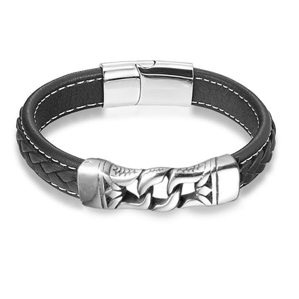 Pulseras Artesanales De Hilo De PU Con Cuerda Tejida Y Acero