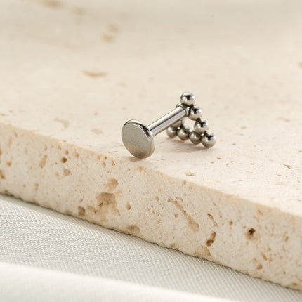 Piercing Labial De Acero Inoxidable, Diseño Triangular Con Nueve Esferas