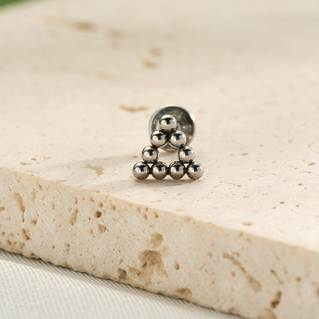 Piercing Labial De Acero Inoxidable, Diseño Triangular Con Nueve Esferas
