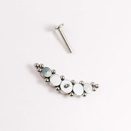 Piercing Labial De Acero Inoxidable Con Forma De Luna y Cinco Zirconitas