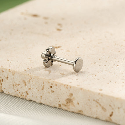 Piercing Labio De Acero Inoxidable Con Cuatro Circonitas Estilo Casual