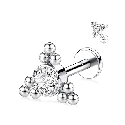 Piercing Labial De Acero Inoxidable Con Circonita, Diseño De Círculo