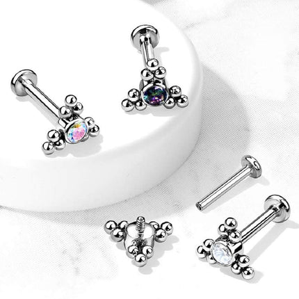Piercing Labial De Acero Inoxidable Con Circonita, Diseño De Círculo