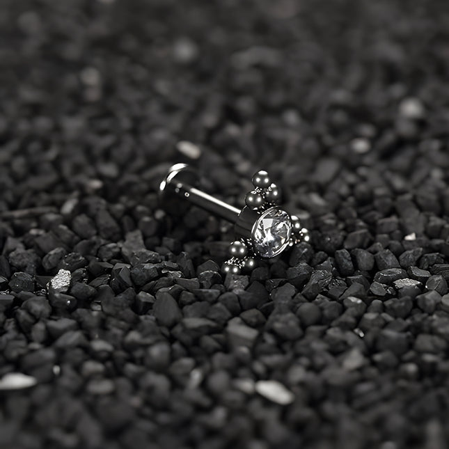 Piercing Labial De Acero Inoxidable Con Circonita, Diseño De Círculo