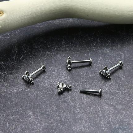 Piercing Labial De Acero Inoxidable Con Circonita, Diseño De Círculo