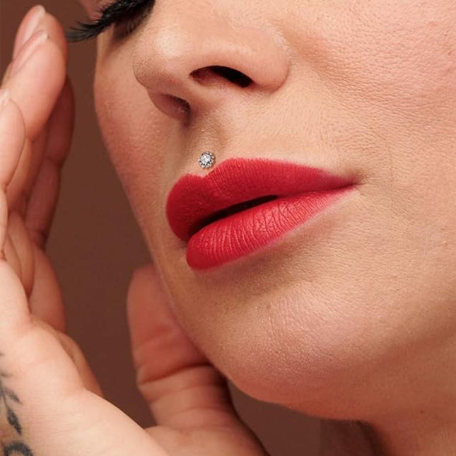 Piercing Labial De Acero Inoxidable Con Diseño de Flor De Sol y Zirconita