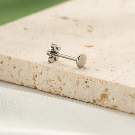 Piercing Labial De Acero Inoxidable Con Zirconita, Diseño Sencillo