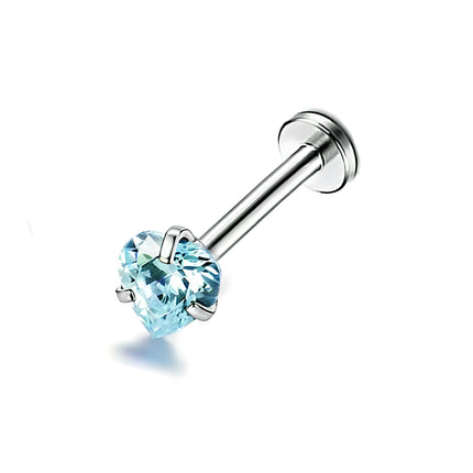 Piercing Labial De Acero Inoxidable Con Diseño de Corazón Y Zirconita