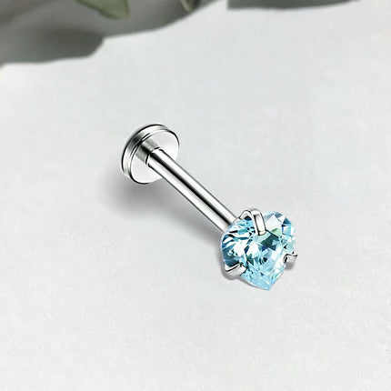 Piercing Labial De Acero Inoxidable Con Diseño de Corazón Y Zirconita