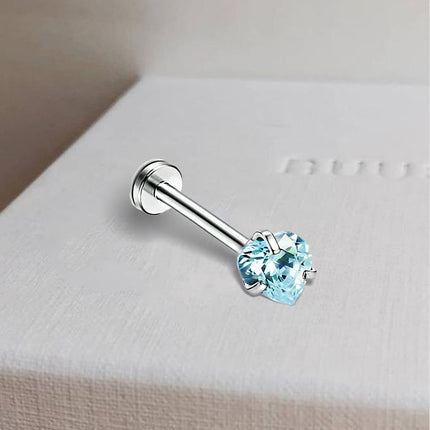 Piercing Labial De Acero Inoxidable Con Diseño de Corazón Y Zirconita