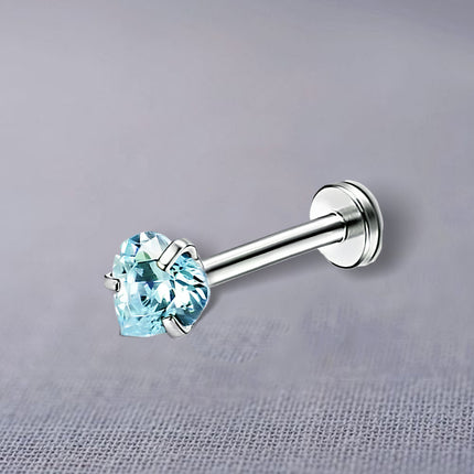 Piercing Labial De Acero Inoxidable Con Diseño de Corazón Y Zirconita