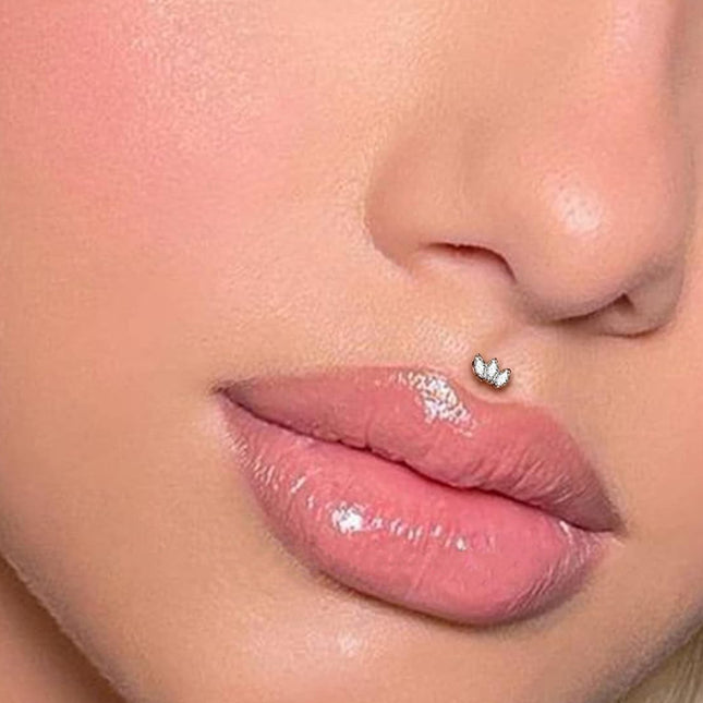 Piercing Labial De Acero Inoxidable Diseño De Corona Estilo INS