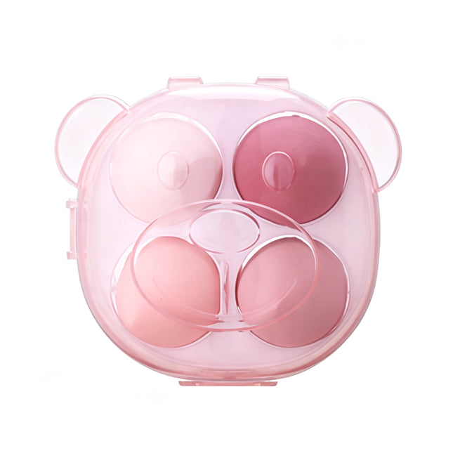 Set de 4 Esponjas de Maquillaje con Caja Organizadora - Beauty Blender Suaves para Difuminado Sin Marcas