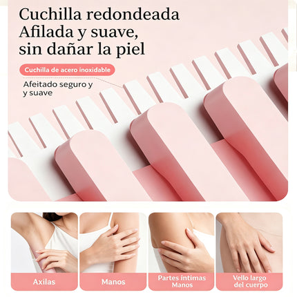 epiladora Eléctrica 2 en 1 Mujer Recargable USB-C - Afeitadora Doble Cabezal Cuerpo Completo