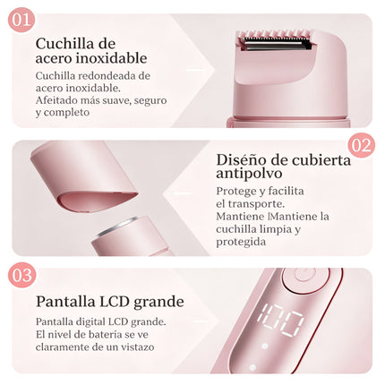 epiladora Eléctrica 2 en 1 Mujer Recargable USB-C - Afeitadora Doble Cabezal Cuerpo Completo