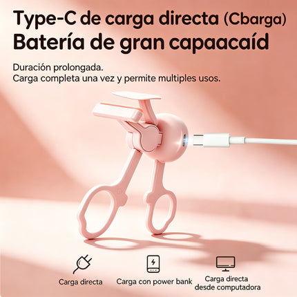 Rizador de Pestañas Eléctrico Térmico Recargable USB-C Sin Bordes Rosa
