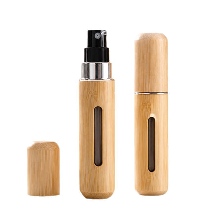 Atomizador de Perfume Recargable Bambú 8ml – Frasco de Viaje Portátil con Relleno Inferior y Pulverización Fina