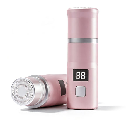 Mini Depiladora Eléctrica Portátil Forma de Labial -  LCD, USB-C, Rosa