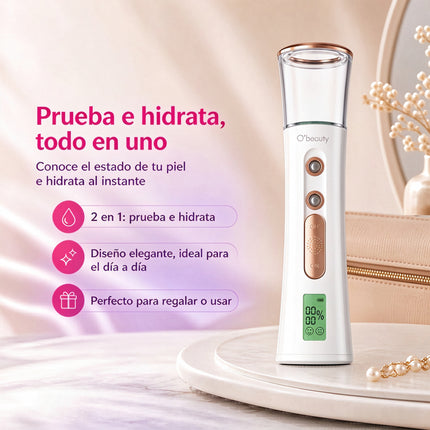 Nebulizador Facial Nano de Doble Pulverización con Pantalla Digital, Detector de Humedad de Piel, Recargable USB para Cuidado Facial