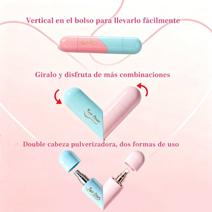 Atomizador de Perfume Portátil 5ml x2, Frasco Recargable Doble para Viaje