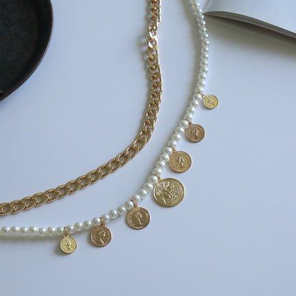Cadena Multicapa De Cintura Para El Cuerpo De Aleación De Perlas De Imitación Con Imágenes