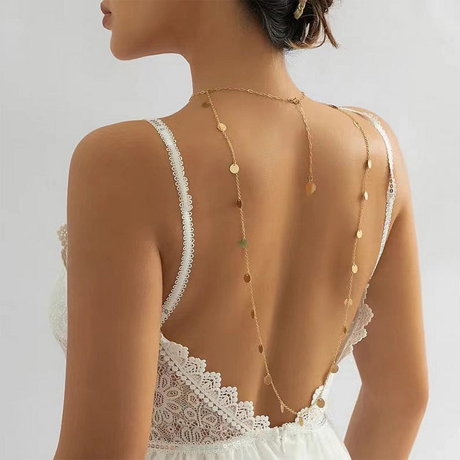 Cadena De La Espalda Collar Casual Con Lentejuelas De Aleación De Moda Para Mujer