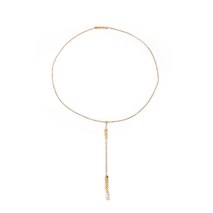 Cadena Larga Para El Cuerpo Con Borla Collar Sencillo Con Perlas Elegante De Cobre Para Mujer