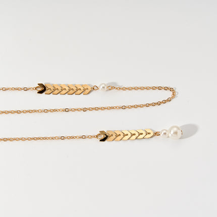 Cadena Larga Para El Cuerpo Con Borla Collar Sencillo Con Perlas Elegante De Cobre Para Mujer