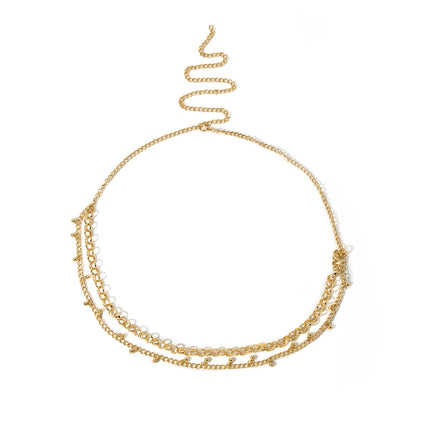 Cadena Sencilla De Cintura Multicapa Versátil De Campana De Cobre Casual Para Mujer
