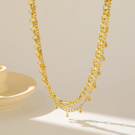 Cadena Sencilla De Cintura Multicapa Versátil De Campana De Cobre Casual Para Mujer