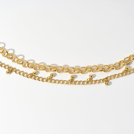 Cadena Sencilla De Cintura Multicapa Versátil De Campana De Cobre Casual Para Mujer
