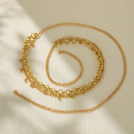 Cadena Sencilla De Cintura Multicapa Versátil De Campana De Cobre Casual Para Mujer