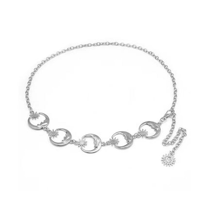 Cadena Metálica De Cintura Con Colgante De Estrella Y Luna Grande Exagerada Para Mujer