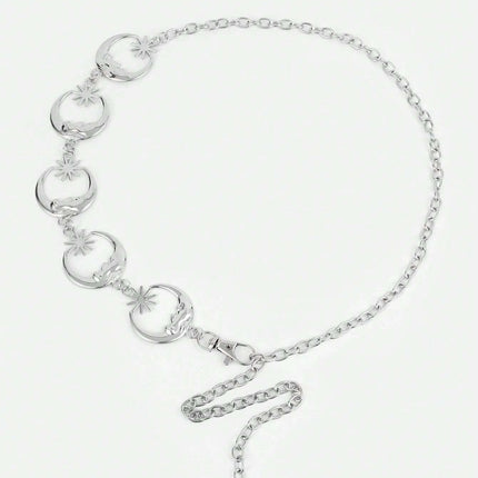 Cadena Metálica De Cintura Con Colgante De Estrella Y Luna Grande Exagerada Para Mujer