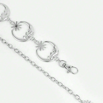 Cadena Metálica De Cintura Con Colgante De Estrella Y Luna Grande Exagerada Para Mujer
